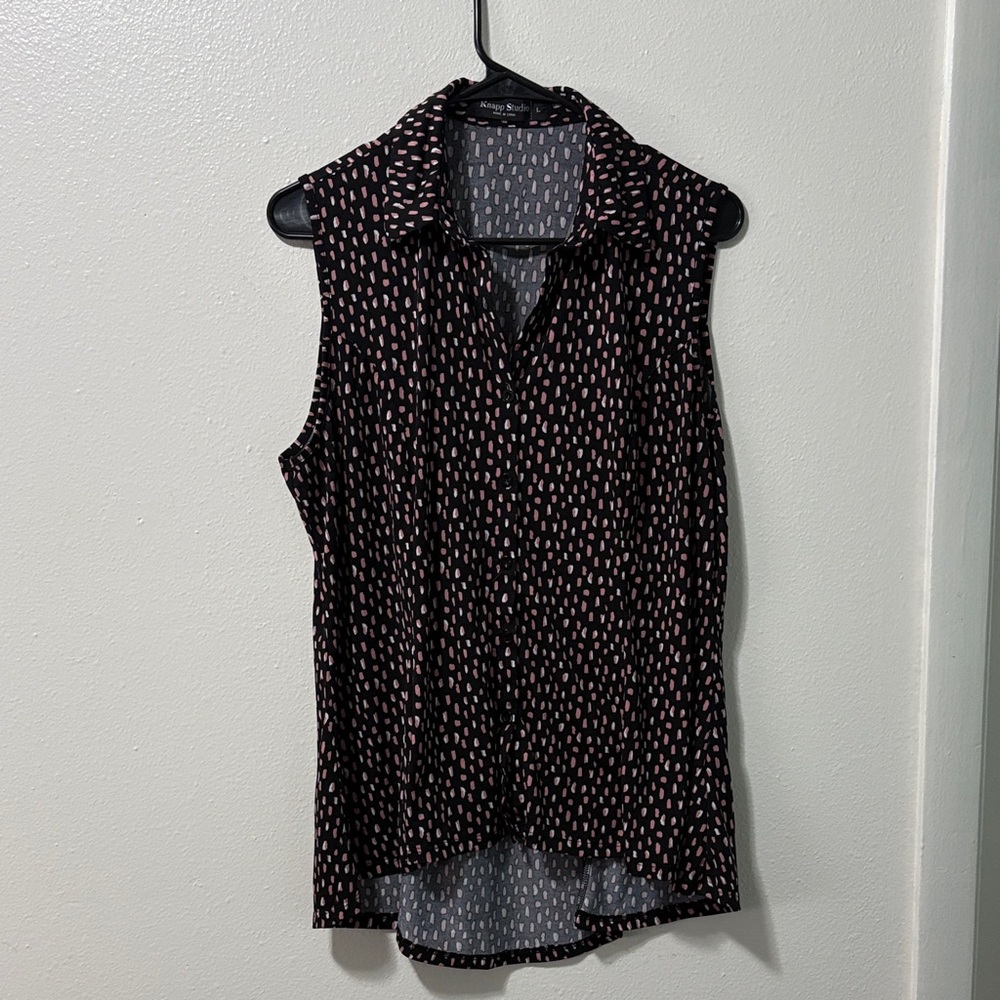 Elegant Black and Pink Sleeveless Blouse